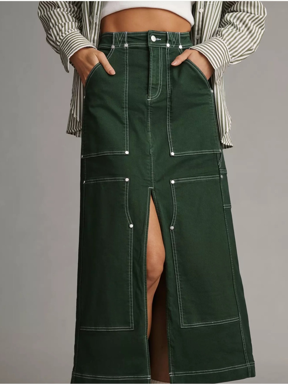 Pilcro Carpenter Green Maxi Skirt Size 2 - Picture 3 of 12